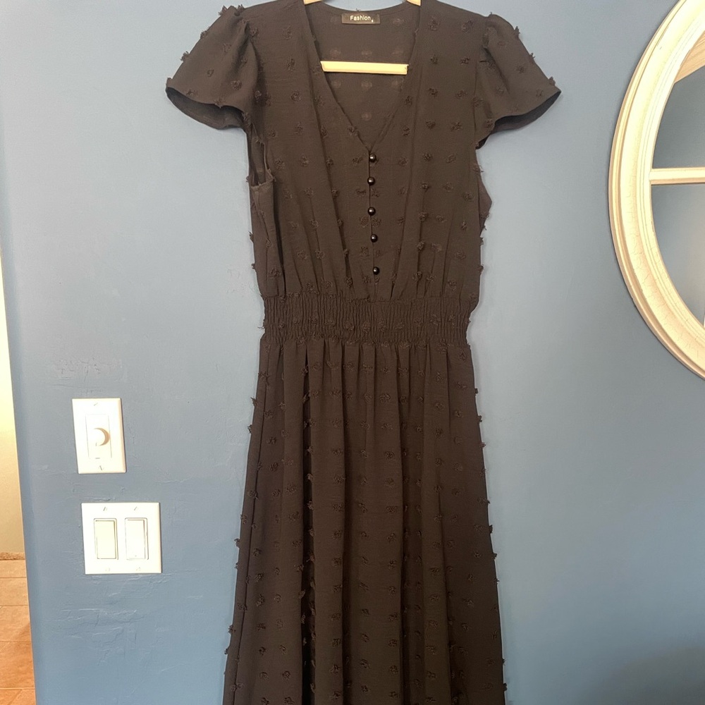PrettyGarden Swiss Dot Black Maxi Dress - Picture 9 of 9